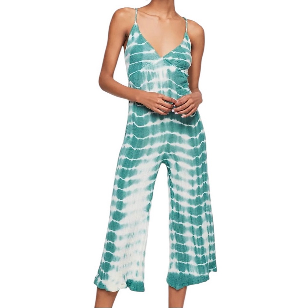 Jen's Pirate Booty Teal and White Tie Dye Jumpsuit